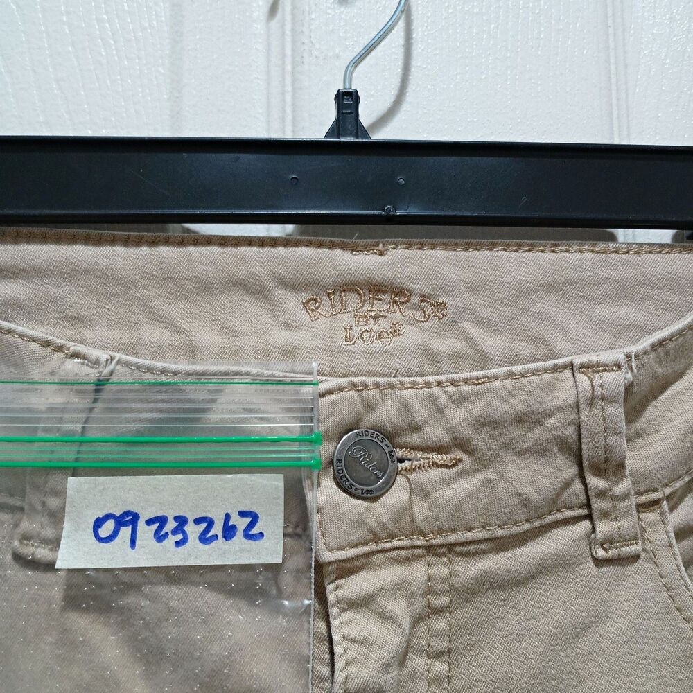 Riders by Lee Womens Beige Cropped Pants Embroidered Pockets 34x29 Stretch